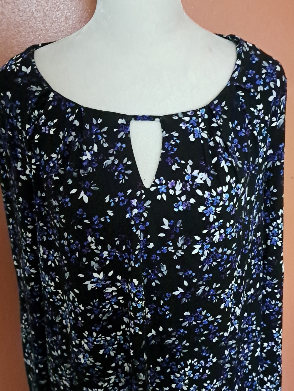 J. Jill Black Tunic with Blue & White Floral Print
